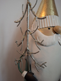 Kerstman met kerstboom mintgroen met ledverlichting