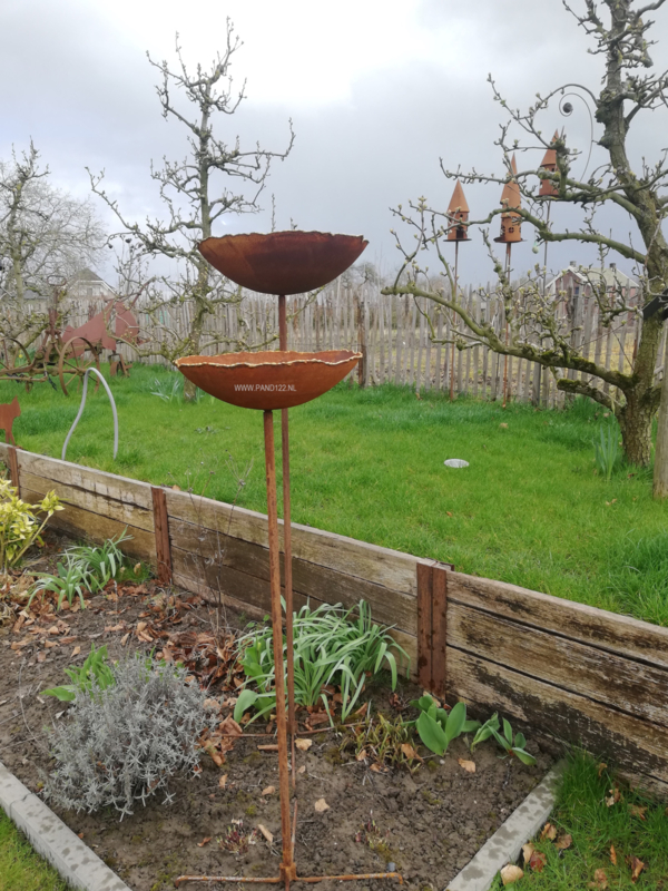 Tuinstekerschaal "rippel" met goudrand -110-