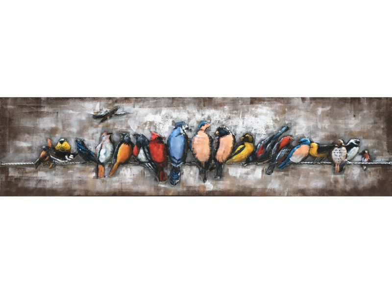 Gloed totaal Bezit 3D Schilderij metaal met kleurrijke vogeltjes | Dieren | PAND 122