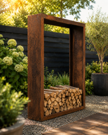 Luxe Houtopslag 150x40x190 Cortenstaal