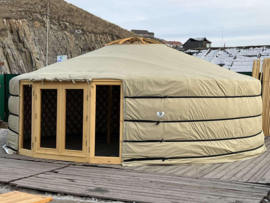 6XL-muurs Yurt met  serredeuren en 2 serre ramen