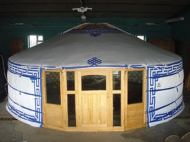 6-muurs Yurt met  deurpaneel met 5 raampjes en 2 halve grote raampanelen