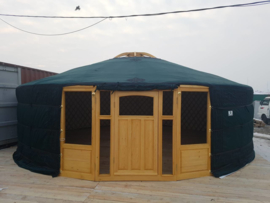 6-muurs Yurt met  deurpaneel met 5 raampjes en 2 halve grote raampanelen