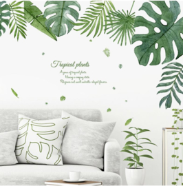 Muursticker jungle decoratieve palmbladen groen