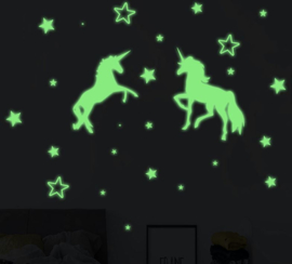 Muursticker glow in the dark unicorn - sterren