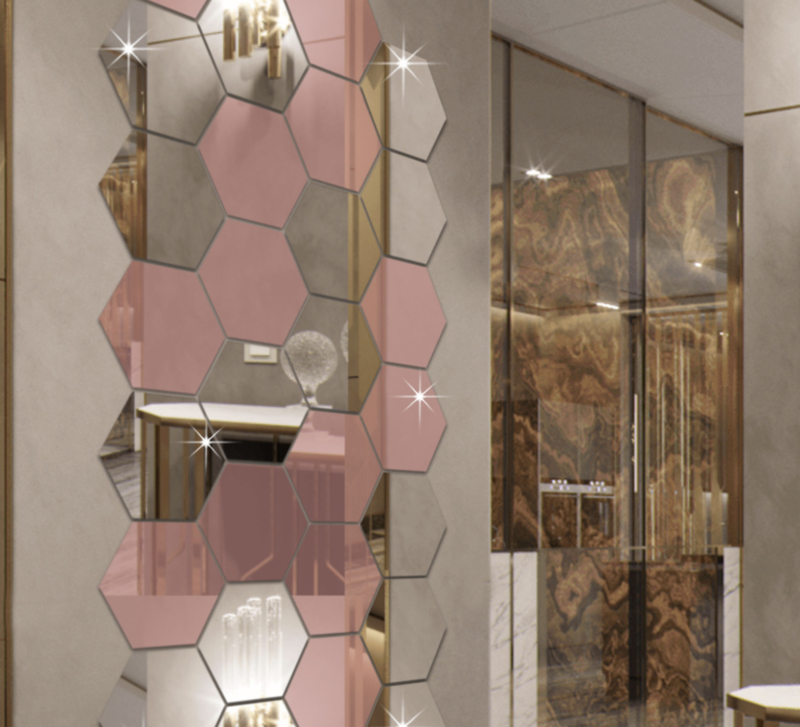 Spiegel vorm decoratie acryl muursticker (rose goud) | Spiegel wanddecoratie | Stickerkamer