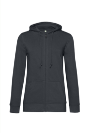 ORGANIC ZIPPED HOODIE /WOMEN ASPHALT