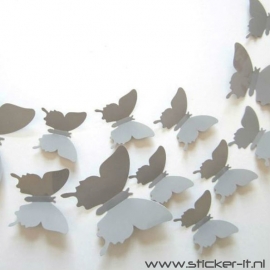 3D vlinders grijs
