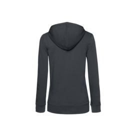 ORGANIC ZIPPED HOODIE /WOMEN ASPHALT