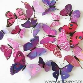 3D vlinders luxe paars / roze
