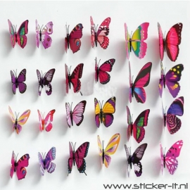 3D vlinders luxe paars / roze