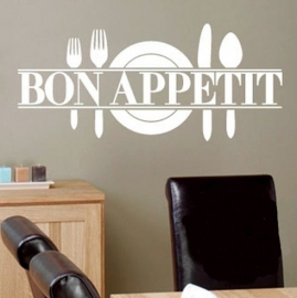 Bon Appetit restaurant sticker wit of zwart