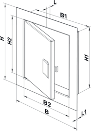 Inspectieluik 400x400mm, wit ( met handgreep )