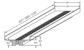 Lineair lijnrooster, instucbaar, 1 sleuf 625x112mm wit