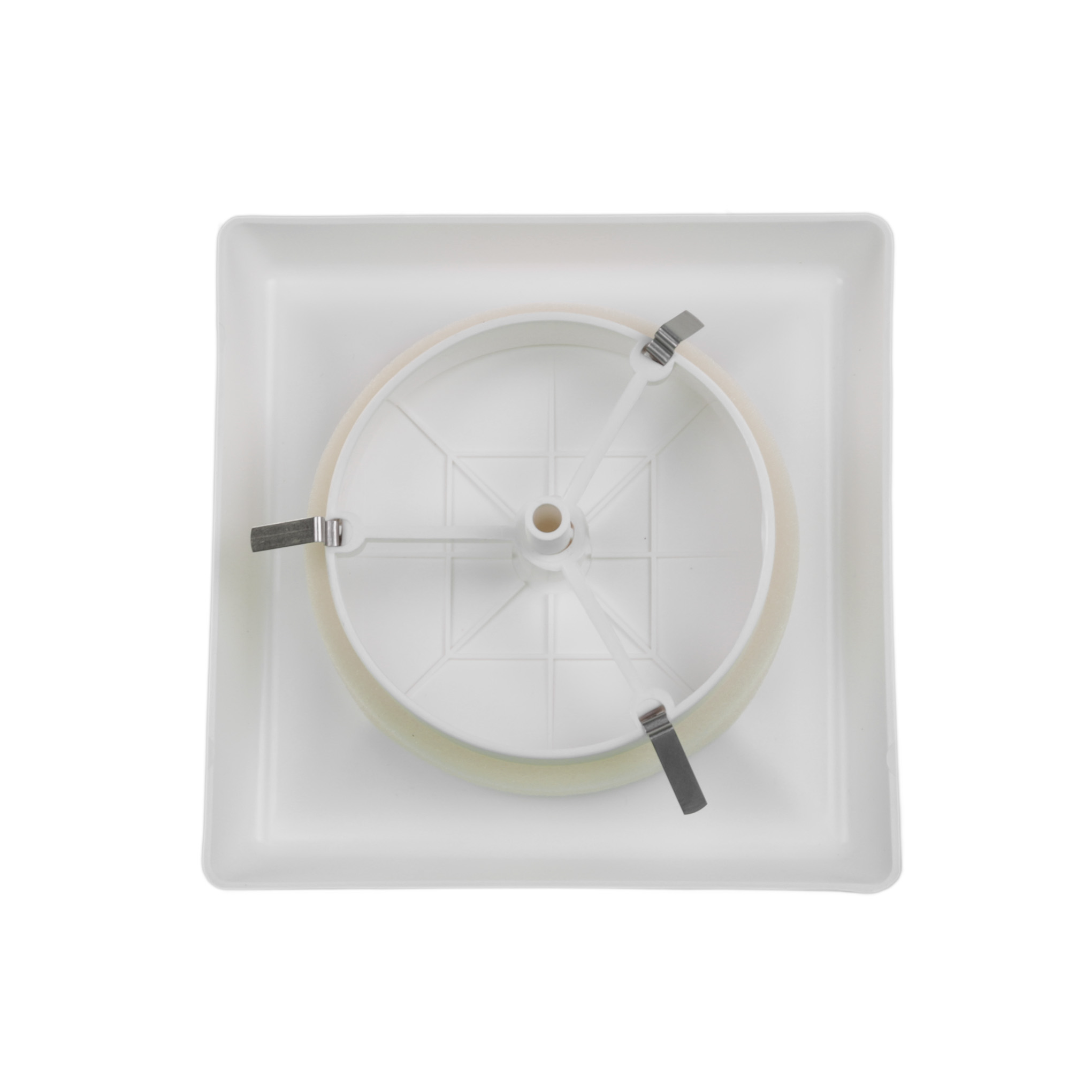 Vierkant afzuigventiel met klemmen Ø150mm wit