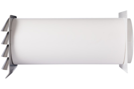 RVS buitenrooster Eco+ Ø150mm vaste lamellen en muurdoorvoer