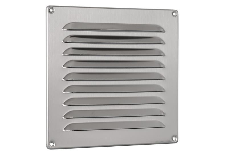 RVS schoepenrooster met bevestigingsklem 150x150mm