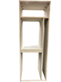 Wasmachine ombouw op elkaar met uitschuifbare plank en een opberg vak + vak voor de strijkplank