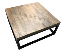 Salontafel kubus eikenhout en staal