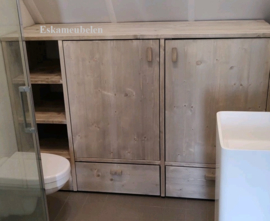 Wasmachine ombouw met lades en deurtjes