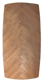 Visgraat tafelblad van notenhout met verjongde rand