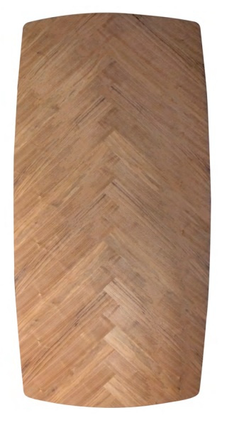 Visgraat tafelblad van notenhout met verjongde rand