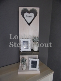 Steigerhouten decoratiebord op standaard, 2 kleuren met hart