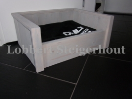 Steigerhouten hondenmand de luxe klein/middel of groot