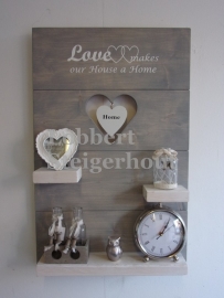 Nieuwe Wandbord Love makes our house a home 80x50 cm 2 kleuren