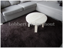 Nieuw!! Ronde Steigerhouten Salontafel, diameter 60 cm en 40 cm hoog, 4 poot