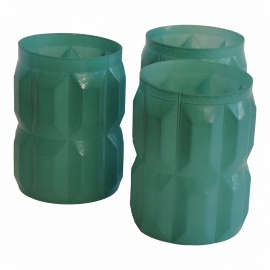 Decoratief glas oud groen set van 3, 9cm