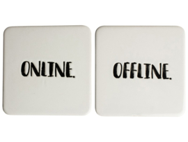 Onderzetters 'Online Offline', set van 2