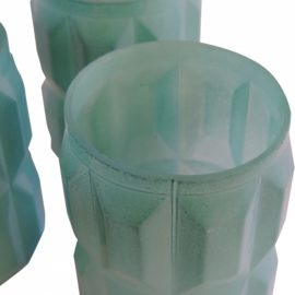 Decoratief glas oud groen set van 3, 9cm