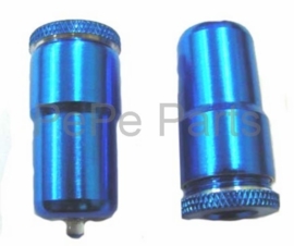 Ventieldop set + flitslamp blauw alu DMP 2pcs