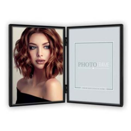 Silvia fotolijst 2 luik metaal zwart voor 2x 10/15 staand