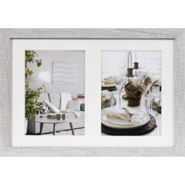 Houten fotolijst Modern Galerij  25x35 voor 2x 13x18 Wit