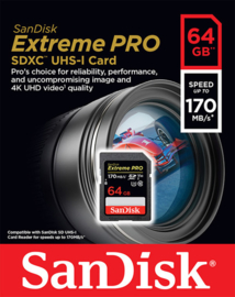 Sandisk Extreme PRO SDXC UHS-I kaart 64GB 170Mb/s