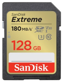 SanDisk 128 GB SDXC Extreme 180MB/s V30 UHS-I U3