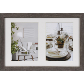 Houten fotolijst Modern Galerij Grijs 23x35 voor 2x 13x18