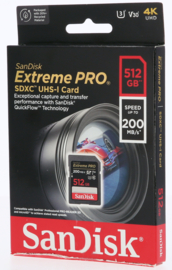 SanDisk SDXC Extreme Pro 512GB 200mb/s - V30
