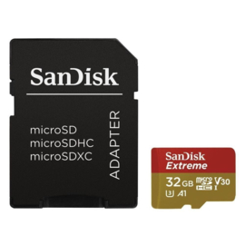 SanDisk Extreme 32 GB microSDHC Kaart Action 100 MB/s met SD-Adapter