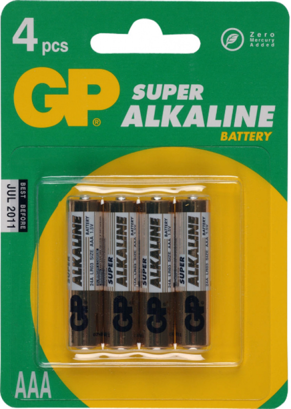 GP Alkaline batterij 1,5v LR 03 (4 | Batterijen |