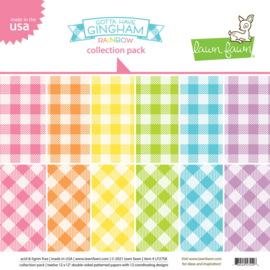 LF27578 Lawn Fawn Gotta Have Gingham Rainbow 12x12 Inch Collection Pack