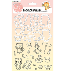 SL-SS-SCD47 Studio Light Stamp & Cutting Die Sweet Stories  Beach fun