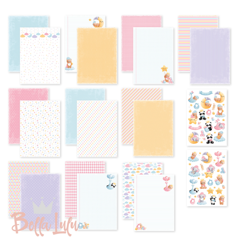 3004/0016 Bella Lulu designpapier Beschuit met muisjes