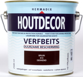 Hermadix Houtdecor Verfbeits Bruin 610 2,5 liter