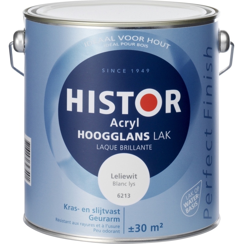 Histor Perfect Finish Acryl Hoogglans Katoen 9001 2,5 liter | Hoogglans Lak verfoutletsecuur