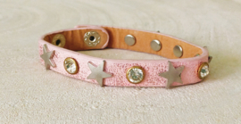Armband strass en sterren roze
