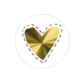 Sticker - Gouden hart - Wit