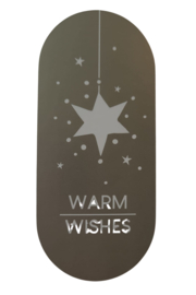 Sticker - Warm Wishes - Zilver - Wit - Ster - Kerst